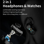 K50 Montre intelligente étanche IP67 avec écouteurs, bracelet en silicone 1,08 pouce, prise en charge des appels Bluetooth, bracelet en silicone (noir), bracelet en silicone (noir argent)