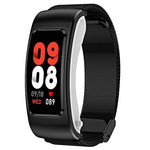 Montre Intelligente K60 1,08 pouce avec Bande en Acier, Écouteurs Détachables, Étanche à Vie, Support Appel Bluetooth, Bande en Acier (Noir)