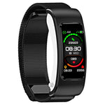 Montre Intelligente K60 1,08 pouce avec Bande en Acier, Écouteurs Détachables, Étanche à Vie, Support Appel Bluetooth, Bande en Acier (Noir)