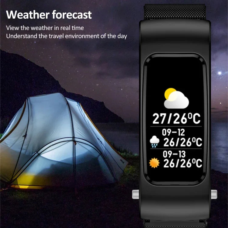 Montre Intelligente K60 1,08 pouce avec Bande en Acier, Écouteurs Détachables, Étanche à Vie, Support Appel Bluetooth, Bande en Acier (Noir)