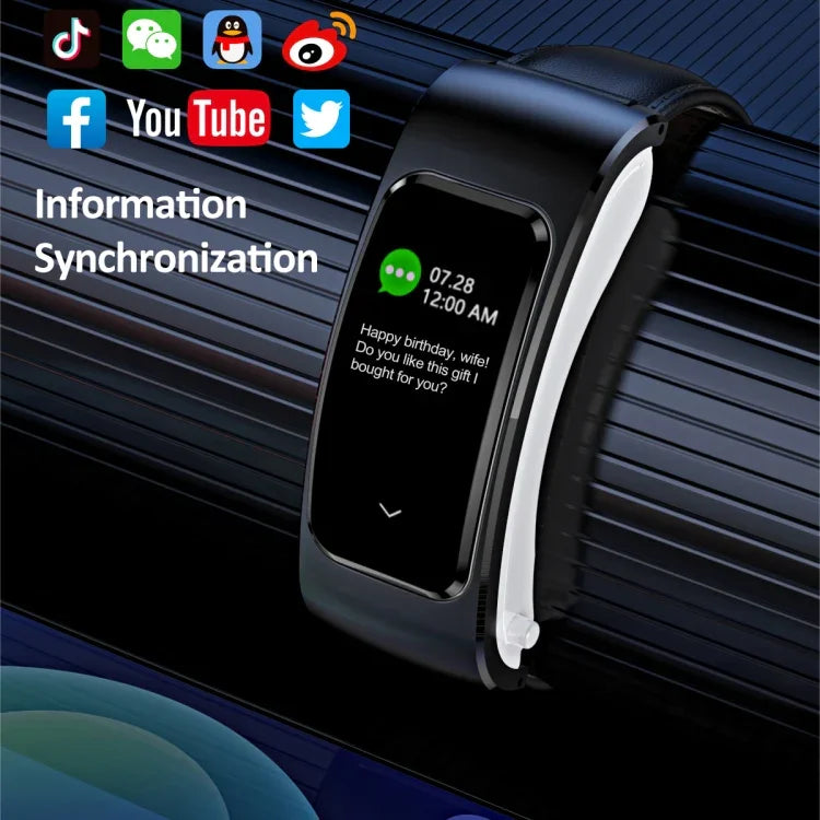 Montre Intelligente K60 1,08 pouce avec Bande en Acier, Écouteurs Détachables, Étanche à Vie, Support Appel Bluetooth, Bande en Acier (Noir)