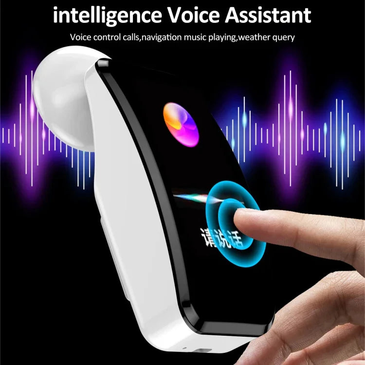 Montre Intelligente K60 1,08 pouce avec Bande en Acier, Écouteurs Détachables, Étanche à Vie, Support Appel Bluetooth, Bande en Acier (Noir)