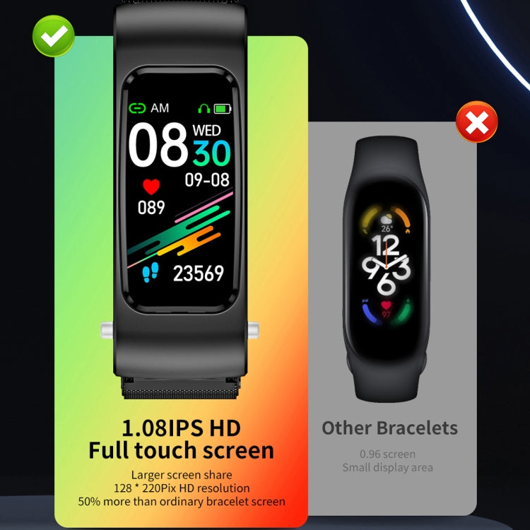 K60 Montre intelligente étanche avec bracelet en cuir de 1,08 pouce, écouteurs détachables, prise en charge des appels Bluetooth, bracelet en cuir (noir argent), bracelet en cuir (marron), bracelet en cuir (noir), bracelet en cuir (marron argent)