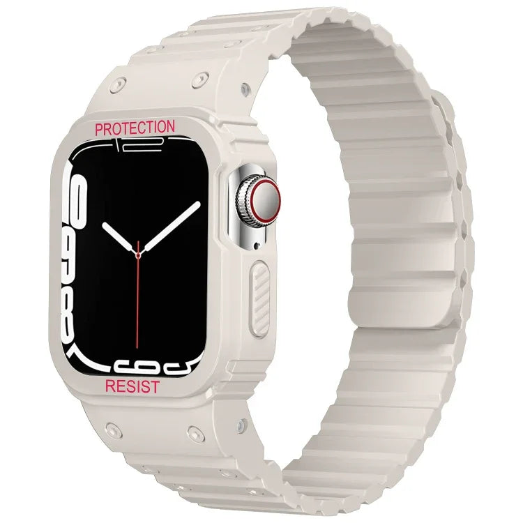 Silicone Integrated Frame Watch Band, For Apple Watch Series 8&7 41mm / SE 2&6&SE&5&4 40mm, For Apple Watch Ultra 49mm, For Apple Watch Series 8&7 45mm / SE 2&6&SE&5&4 44mm