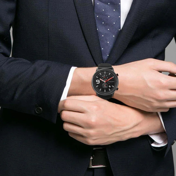 Bracelet de montre en cuir véritable ciré à l'huile, pour Amazfit GTR 47mm / Pace / Stratos, pour Amazfit 2 Stratos, pour Ticwatch Pro / E2 / S2, pour Pebble Gen 1, pour Pebble Time
