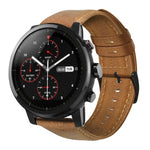 Bracelet de montre en cuir véritable ciré à l'huile, pour Amazfit GTR 47mm / Pace / Stratos, pour Amazfit 2 Stratos, pour Ticwatch Pro / E2 / S2, pour Pebble Gen 1, pour Pebble Time