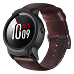 Bracelet de montre en cuir véritable ciré à l'huile, pour Amazfit GTR 47mm / Pace / Stratos, pour Amazfit 2 Stratos, pour Ticwatch Pro / E2 / S2, pour Pebble Gen 1, pour Pebble Time
