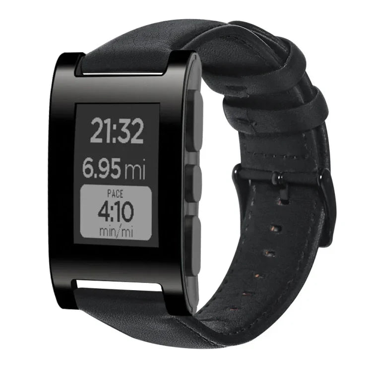 Bracelet de montre en cuir véritable ciré à l'huile, pour Amazfit GTR 47mm / Pace / Stratos, pour Amazfit 2 Stratos, pour Ticwatch Pro / E2 / S2, pour Pebble Gen 1, pour Pebble Time
