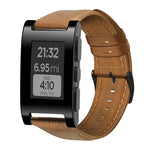Bracelet de montre en cuir véritable ciré à l'huile, pour Amazfit GTR 47mm / Pace / Stratos, pour Amazfit 2 Stratos, pour Ticwatch Pro / E2 / S2, pour Pebble Gen 1, pour Pebble Time