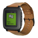 Bracelet de montre en cuir véritable ciré à l'huile, pour Amazfit GTR 47mm / Pace / Stratos, pour Amazfit 2 Stratos, pour Ticwatch Pro / E2 / S2, pour Pebble Gen 1, pour Pebble Time