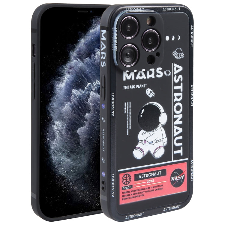 Astronaut Pattern Silicone Straight Edge Phone Case, For iPhone 11 Pro Max, For iPhone X / XS, For iPhone XS Max, For iPhone XR, For iPhone SE 2022 / 2020 / 7 / 8, For iPhone 7 Plus / 8 Plus
