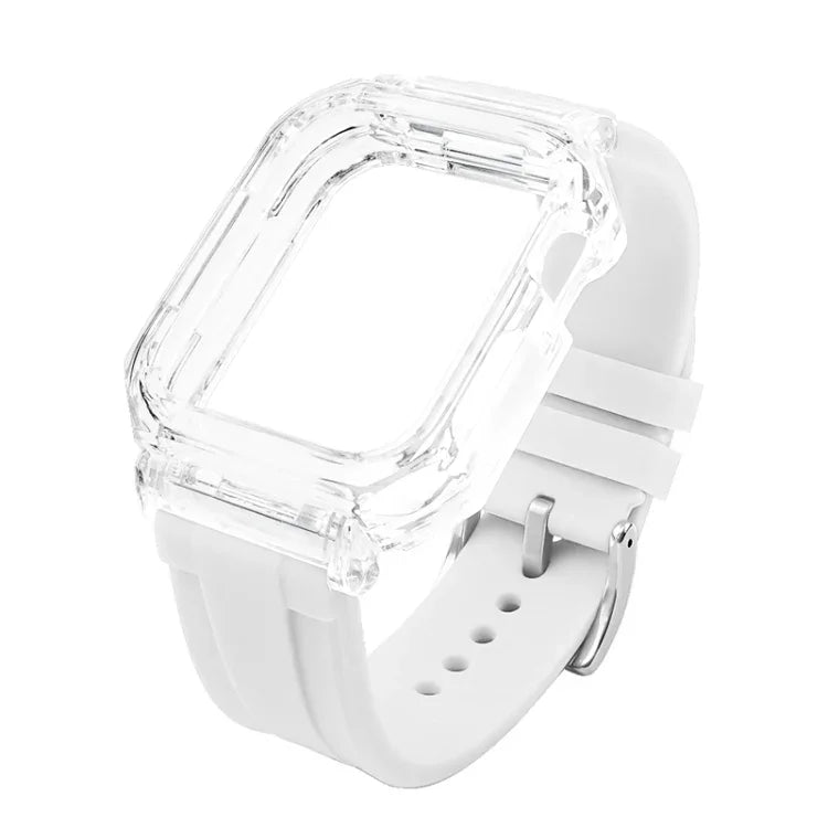 Bande de montre en silicone avec boîtier en polycarbonate transparent, pour Apple Watch Series 8&7 45mm