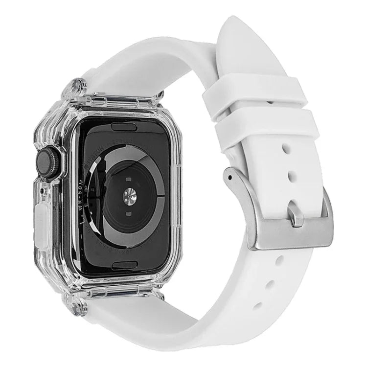 Bande de montre en silicone avec boîtier en polycarbonate transparent, pour Apple Watch Series 8&7 45mm