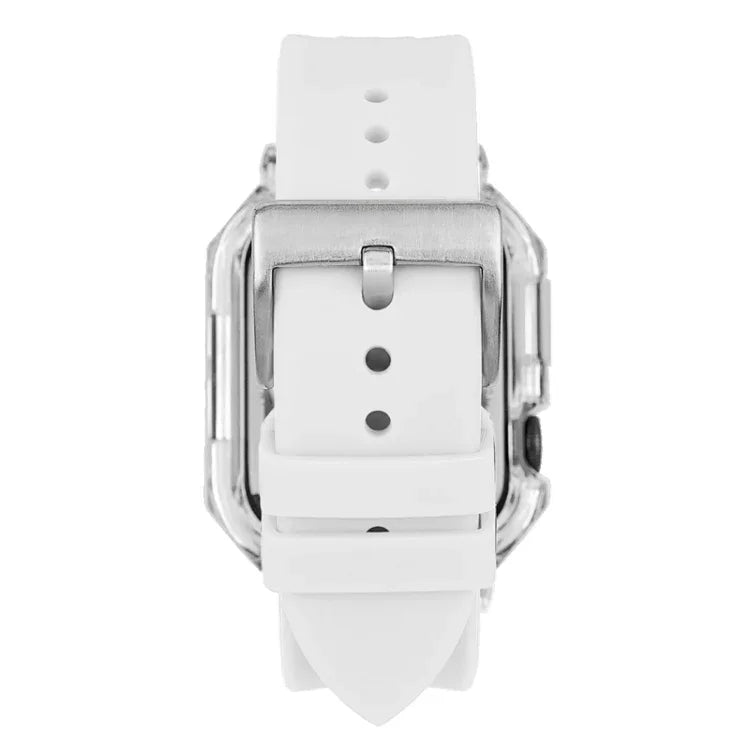 Bande de montre en silicone avec boîtier en polycarbonate transparent, pour Apple Watch Series 8&7 45mm