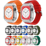Bande de montre en silicone avec boîtier en polycarbonate transparent, pour Apple Watch Series 8&7 45mm