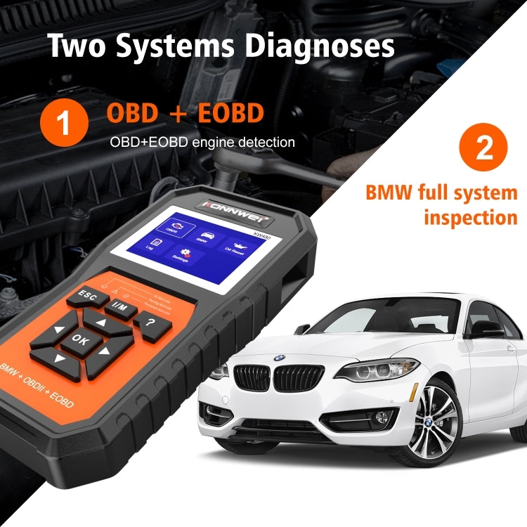 KONNWE KW480 2.8 inch Color Screen OBD2 Car Fault Detector, For BMW
