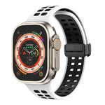 Bracelet de montre en silicone à trous carrés avec fermoir pliant magnétique, pour Apple Watch Series 8&7 45mm, pour Apple Watch Series 8&7 41mm