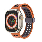Bracelet de montre en silicone à trous carrés avec fermoir pliant magnétique, pour Apple Watch Series 8&7 45mm, pour Apple Watch Series 8&7 41mm