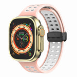 Bracelet de montre en silicone à trous carrés avec fermoir pliant magnétique, pour Apple Watch Series 8&7 45mm, pour Apple Watch Series 8&7 41mm