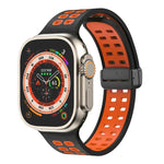 Bracelet de montre en silicone à trous carrés avec fermoir pliant magnétique, pour Apple Watch Series 8&7 45mm, pour Apple Watch Series 8&7 41mm