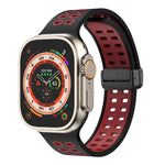 Bracelet de montre en silicone à trous carrés avec fermoir pliant magnétique, pour Apple Watch Series 8&7 45mm, pour Apple Watch Series 8&7 41mm