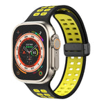 Bracelet de montre en silicone à trous carrés avec fermoir pliant magnétique, pour Apple Watch Series 8&7 45mm, pour Apple Watch Series 8&7 41mm