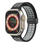 Bracelet de montre en silicone à trous carrés avec fermoir pliant magnétique, pour Apple Watch Series 8&7 45mm, pour Apple Watch Series 8&7 41mm