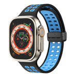Bracelet de montre en silicone à trous carrés avec fermoir pliant magnétique, pour Apple Watch Series 8&7 45mm, pour Apple Watch Series 8&7 41mm