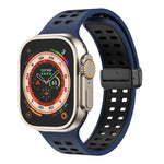 Bracelet de montre en silicone à trous carrés avec fermoir pliant magnétique, pour Apple Watch Series 8&7 45mm, pour Apple Watch Series 8&7 41mm