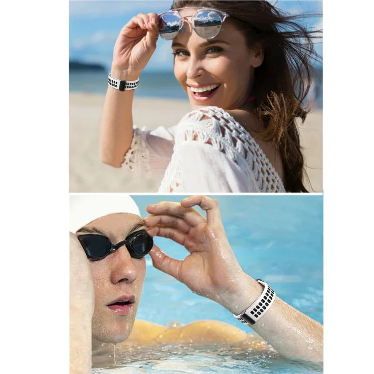 Bracelet de montre en silicone à trous carrés avec fermoir pliant magnétique, pour Apple Watch Series 8&7 45mm, pour Apple Watch Series 8&7 41mm