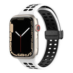 Bracelet de montre en silicone à trous carrés avec fermoir pliant magnétique, pour Apple Watch Series 8&7 45mm, pour Apple Watch Series 8&7 41mm