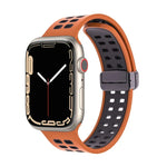 Bracelet de montre en silicone à trous carrés avec fermoir pliant magnétique, pour Apple Watch Series 8&7 45mm, pour Apple Watch Series 8&7 41mm