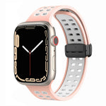 Bracelet de montre en silicone à trous carrés avec fermoir pliant magnétique, pour Apple Watch Series 8&7 45mm, pour Apple Watch Series 8&7 41mm