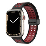 Bracelet de montre en silicone à trous carrés avec fermoir pliant magnétique, pour Apple Watch Series 8&7 45mm, pour Apple Watch Series 8&7 41mm
