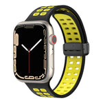 Bracelet de montre en silicone à trous carrés avec fermoir pliant magnétique, pour Apple Watch Series 8&7 45mm, pour Apple Watch Series 8&7 41mm