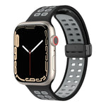 Bracelet de montre en silicone à trous carrés avec fermoir pliant magnétique, pour Apple Watch Series 8&7 45mm, pour Apple Watch Series 8&7 41mm