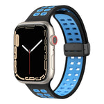 Bracelet de montre en silicone à trous carrés avec fermoir pliant magnétique, pour Apple Watch Series 8&7 45mm, pour Apple Watch Series 8&7 41mm