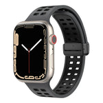 Bracelet de montre en silicone à trous carrés avec fermoir pliant magnétique, pour Apple Watch Series 8&7 45mm, pour Apple Watch Series 8&7 41mm