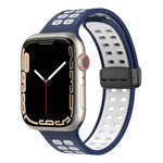 Bracelet de montre en silicone à trous carrés avec fermoir pliant magnétique, pour Apple Watch Series 8&7 45mm, pour Apple Watch Series 8&7 41mm