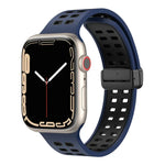 Bracelet de montre en silicone à trous carrés avec fermoir pliant magnétique, pour Apple Watch Series 8&7 45mm, pour Apple Watch Series 8&7 41mm