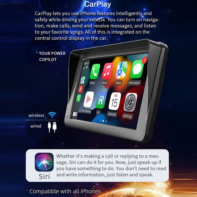 B5300 Lecteur MP5 Bluetooth de voiture sans fil CarPlay 7 pouces, prend en charge l'interconnexion de téléphone portable, B5300