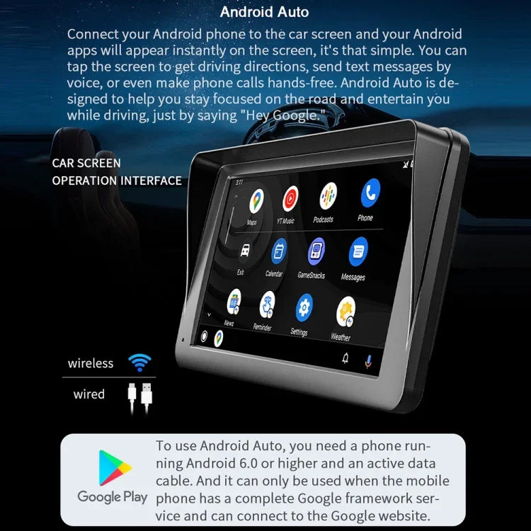 B5300 Lecteur MP5 Bluetooth de voiture sans fil CarPlay 7 pouces, prend en charge l'interconnexion de téléphone portable, B5300