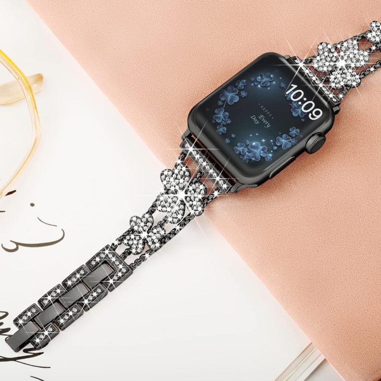 Bracelet de montre diamant trèfle à 3 feuilles, pour Apple Watch Series 8&7 45mm, pour Apple Watch Series 8&7 41mm