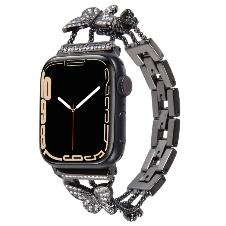 Bracelet de montre en métal et diamant papillon, Pour Apple Watch Series 8&7 45mm, Pour Apple Watch Series 8&7 41mm