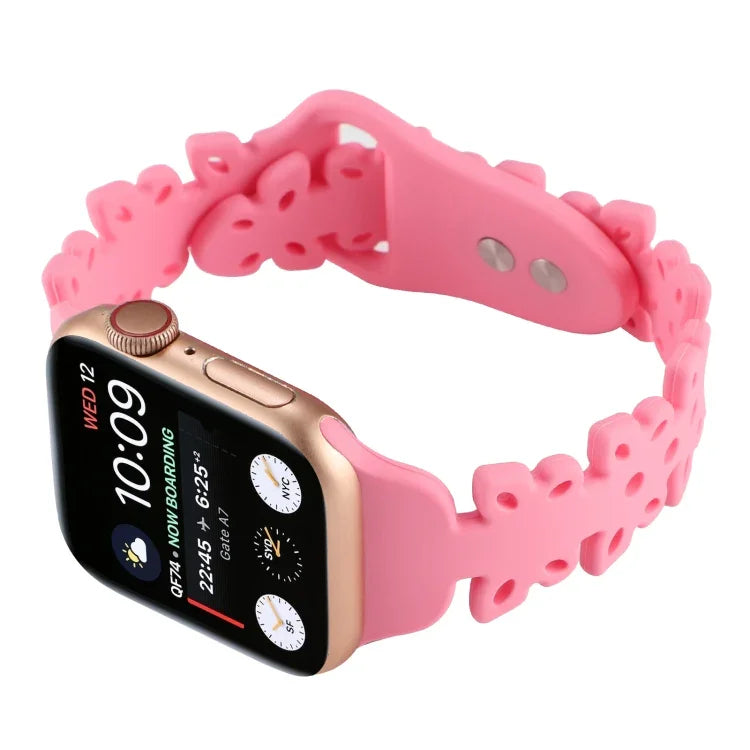 Bracelet de montre en silicone évidé papillon, pour Apple Watch Series 8&7 45mm, pour Apple Watch Series 8&7 41mm