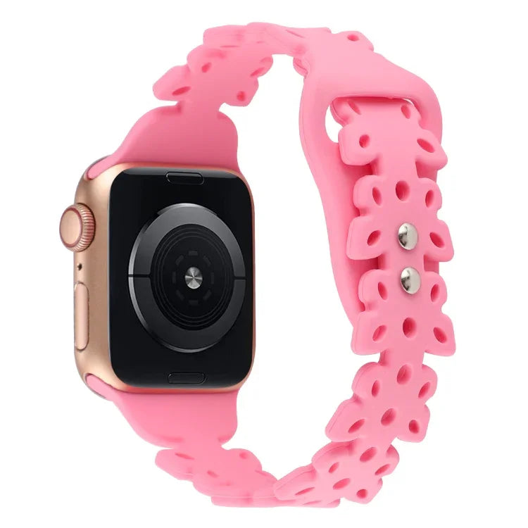 Bracelet de montre en silicone évidé papillon, pour Apple Watch Series 8&7 45mm, pour Apple Watch Series 8&7 41mm