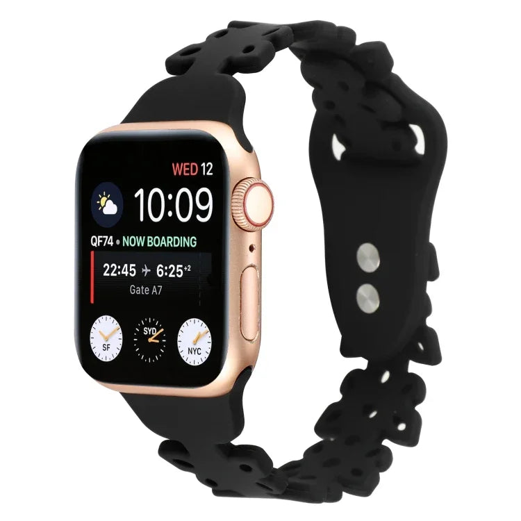 Bracelet de montre en silicone évidé papillon, pour Apple Watch Series 8&7 45mm, pour Apple Watch Series 8&7 41mm