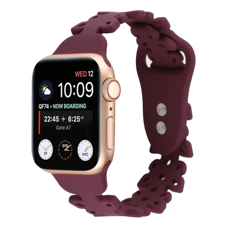 Bracelet de montre en silicone évidé papillon, pour Apple Watch Series 8&7 45mm, pour Apple Watch Series 8&7 41mm