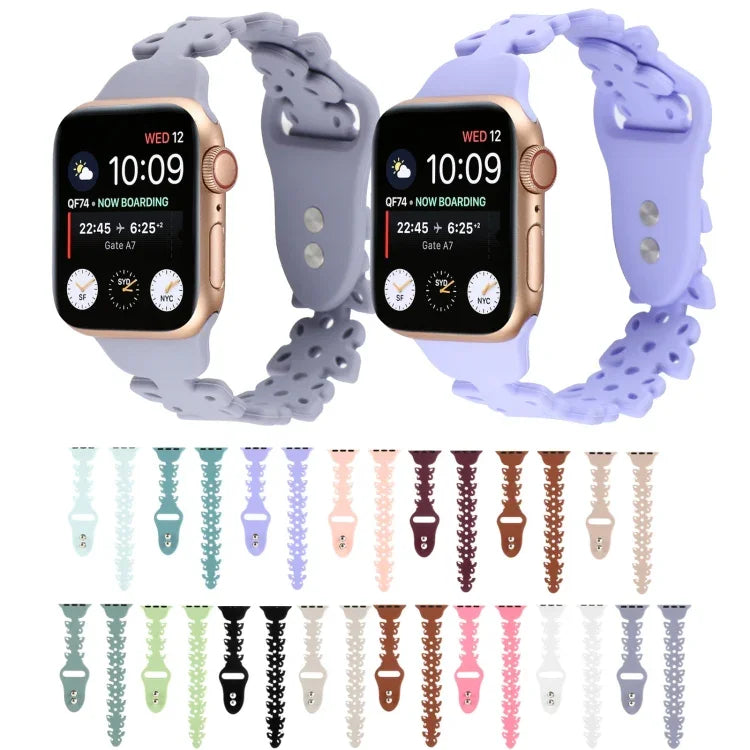 Bracelet de montre en silicone évidé papillon, pour Apple Watch Series 8&7 45mm, pour Apple Watch Series 8&7 41mm
