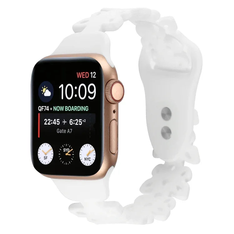 Bracelet de montre en silicone évidé papillon, pour Apple Watch Series 8&7 45mm, pour Apple Watch Series 8&7 41mm